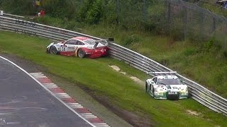 Nordschleife Crash  Spin Porsche GT3R Sabine Schmitz amp Audi R8 LMS Ultra  Nürburgring [upl. by Alius808]