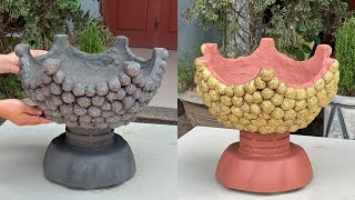 Design And Make Unique Plant Pots From Styrofoam And Cement [upl. by Nofpets]