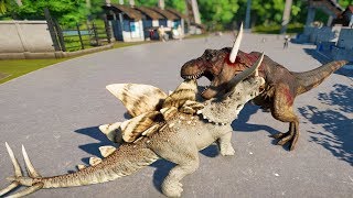 Stegoceratops amp Tyrannosaurus Rex TRex Breakout Jurassic World Evolution [upl. by Eloccin38]