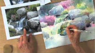 Preview  Watercolor Unleashed Painting Cascading Water with Julie Gilbert Pollard [upl. by Htebirol]