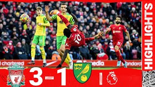 Highlights Liverpool 31 Norwich  Salah Mane amp Diaz score in emphatic comeback [upl. by Adliw]