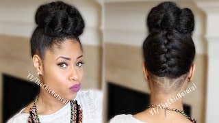 Fab French Braided Bun Updo On Natural Hair [upl. by Wunder]