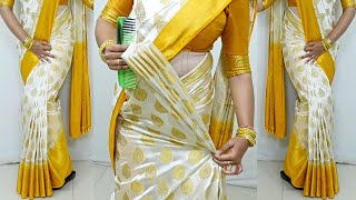 Silk saree draping for beginners step by step  easy saree draping tutorial guide  silk sari [upl. by Ennaecarg]