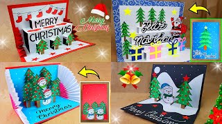 DIY  4 Tarjetas para Navidad hechas a mano  Handmade Card POP UP for Christmas [upl. by Drawdesemaj]