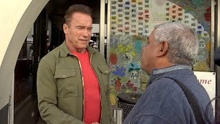 Arnold Schwarzenegger Recovers From Stress Fracture At Cafe Roma [upl. by Oirad708]