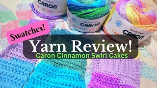 Caron Cinnamon Swirl Cake Review Crochet AND Knitted Test Swatches [upl. by Adelice]