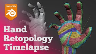 Blender High Poly Hand Retopology Timelapse [upl. by Dnomra]