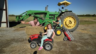 Fun on the farm with kids tractors and real tractors compilation  Tractors for kids [upl. by Coates]