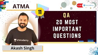 ATMA 2021  20 Most Important Questions and topics for Quants QA  ATMA Exam Preparation [upl. by Quirk905]