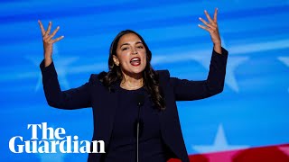 Alexandria OcasioCortez offers spirited attack on Donald Trump at DNC [upl. by Innavoig557]