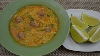 sopa de fideos con albondigas [upl. by Ecyned]