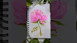 Open Pink Peony Painting Study art painting watercolor original flowerdrawing youtubeshorts [upl. by Navarro]