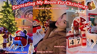 DECORATING My Room For CHRISTMAS 2022  Christmas Shopping Decorating Starbucks Decor Haul [upl. by Anoj]