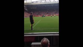 Anfield road before Robin van Persies penalty [upl. by Ronaele261]