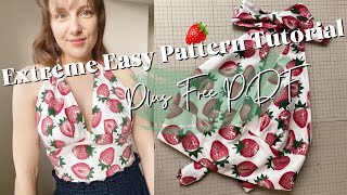 🍓V Neck Halter Top pattern 📏📐  Free PDF [upl. by Ahtivak]