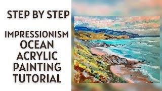 How to Paint Impressionism Ocean Landscape Painting [upl. by Ahsercel831]