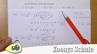 Binomische Formeln für Anfänger  alle 3 Formeln vorgerechnet 0111 Blatt 3120 [upl. by Adamik]