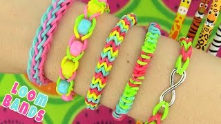 How to Make Loom Bands 5 Easy Rainbow Loom Bracelet Designs without a Loom  Rubber band Bracelets [upl. by Oinoitna]