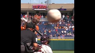 Foul ball SHATTERS camera at College World Series 💥 [upl. by Shep]