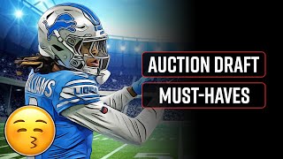 Must Have Auction Draft Players 2024 Fantasy Football Salary Cap [upl. by Drue373]