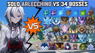 Solo C0 Arlecchino vs 34 Bosses Without Food Buff  Genshin Impact [upl. by Brenden]