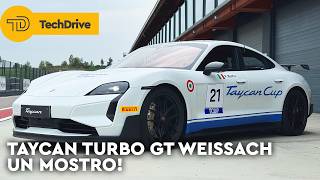 DIVERTIRSI IN PISTA CON UNAUTO ELETTRICA DA 1100 CV SI PUÒ PORSCHE TAYCAN TURBO GT WEISSACH [upl. by Glennis]