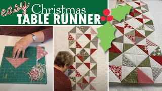 Easy 3 Hour Christmas Table Runner Made With Half Square Triangles HSTs [upl. by Chloe]