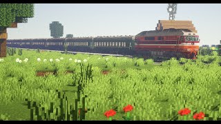 Minecraft Steves railroad  feat Immersive Railroading [upl. by Millwater]