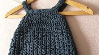 VERY EASY crochet baby  girls pinafore dress tutorial  all sizes [upl. by Arais]