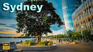 Sydney Australia Walking Tour  Wynyard to Barangaroo at Sunset  4K HDR [upl. by Iadahs]