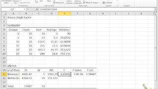 ANOVA in excel [upl. by Hahcim]