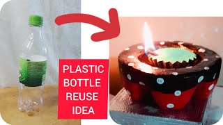 Plastic bottle Reuse crafts🙇‍♀️🌈  Unique ideas from Plastic bottle  candle holder from Plastic [upl. by Nosyarg]