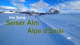 Italy Skiing Seiser Alm  Alpe Di Siusi [upl. by Aniroc]