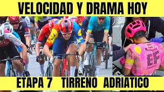 RESUMEN ETAPA 7 TIRRENO ADRIATICO 2024 VICTORIA A PURA VELOCIDAD CARAPAZ BRUTAL CAÍDA [upl. by Airitac]