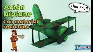 Avión con material reciclado Biplano de cartón [upl. by Akilegna]