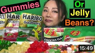 WHICH IS BETTER HARIBO GUMMIES VS JELLY BELLY ASMR EATING SOUNDS 먹방 asmr mukbang asmreating [upl. by Obola]