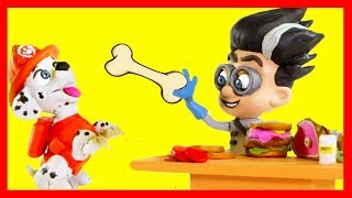 PJ Masks Romeo and Paw Patrol Marshall Claymation Stopmotion with Outdoor Pool Adventure [upl. by Eseuqcaj]