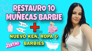 RESTAURO 10 MUÑECAS BARBIE  NUEVO KEN COLLECTOR amp Barbies varias con ROPA⚡ [upl. by Ciel]