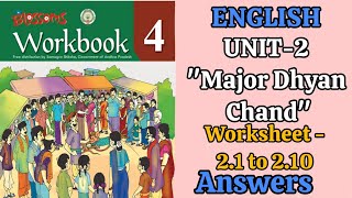 4th 💯 ENGLISH Workbook UNIT2 Answers quotMajor Dhyan Chandquot  💯4th Class Worksheet Answers  💯AP NCERT [upl. by Anirret]