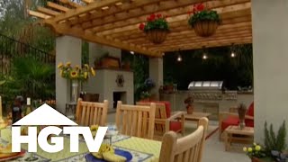 Backyard Patio Design with Outdoor Kitchen and Dining Room  HGTV [upl. by Ennoryt]