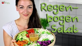 Veganer RegenbogenSalat mit Reisnudeln amp ErdnussSauce  glutenfrei möglich [upl. by Atsocal578]