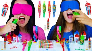 ASMR CANDY SPRAY CHALLENGE WITH CLOSED EYES  EATING SOUNDS LILIBU [upl. by Nonnair]