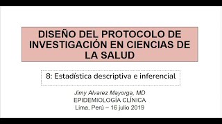 DPICS 2019  8 Estadística descriptiva e inferencial investigación tesis protocolo [upl. by Cornelie346]