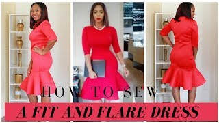 How to Sew a Fit and Flare Dress Using M6886 Pattern [upl. by Werdnael]