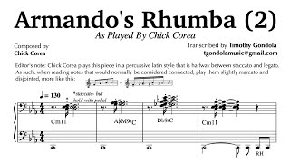 Chick Corea Armandos Rhumba 2 Transcription [upl. by Nanete]