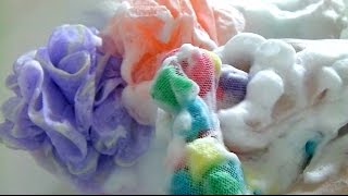 ASMR Short Impromptu Soapy Loofahs Playing Soap lathering Sponge sounds Sudsy water foam [upl. by Blynn]