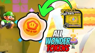 Mario Wonder W4 Sunbaked Desert ALL Wonder Tokens  Search Party Pipe Park [upl. by Standford]