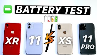 iPhone 11 vs iPhone 11 Pro vs iPhone XR vs iPhone XS Battery TEST  INSANE Results [upl. by Fayette]