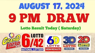 Lotto Result Today 9pm draw August 17 2024 655 642 6D Swertres Ez2 PCSO [upl. by Goerke231]