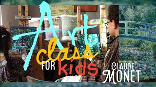 Art class for kids How to paint water lilies like Monet creative homeschooling painting lesson [upl. by Nihhi]